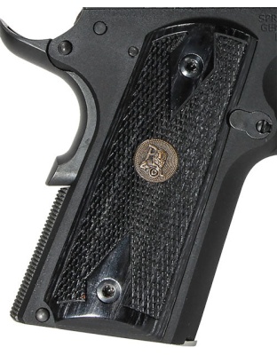 Pachmayr Laminated Wood Grips - 1911 Officer Charcoal Checker<