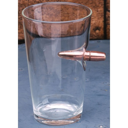 2 Monkey Bullet Pint Glass - With A .50 Cal Bullet